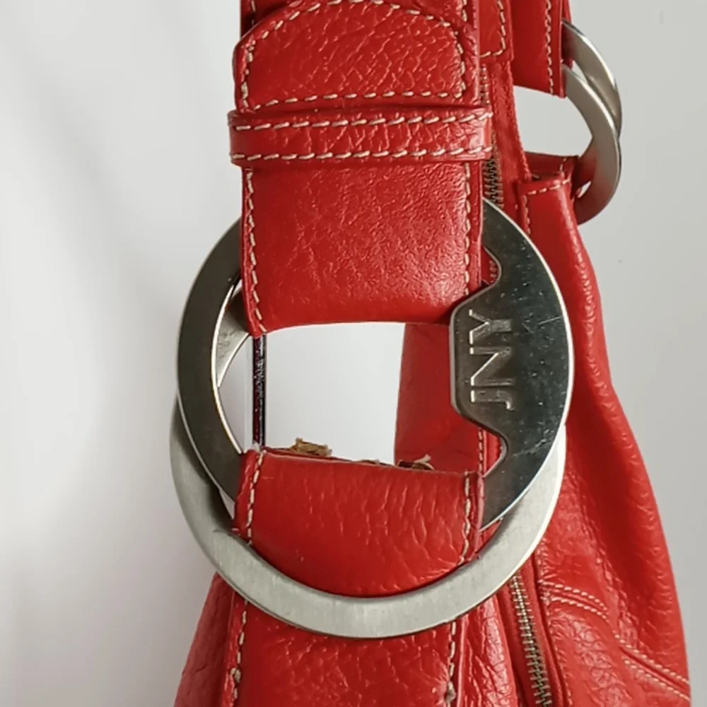 Jones New York Red Pebble Leather Hobo Bag